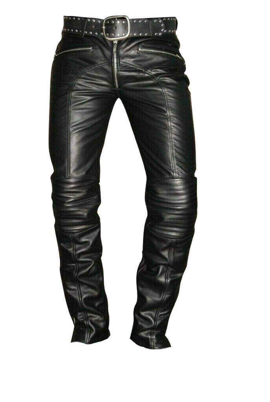 Mens Black Leather Pants Biker Motorcycle Pants Mens Leather Trousers Leather Jeans Men