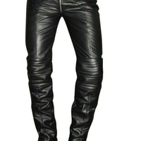 Mens Black Leather Pants Biker Motorcycle Pants Mens Leather Trousers Leather Jeans Men