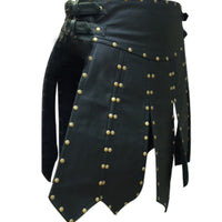 Mens Black Leather Kilt Roman Leather Kilt Tartan Kilt Mens Leather Gladiator Kilt LARP