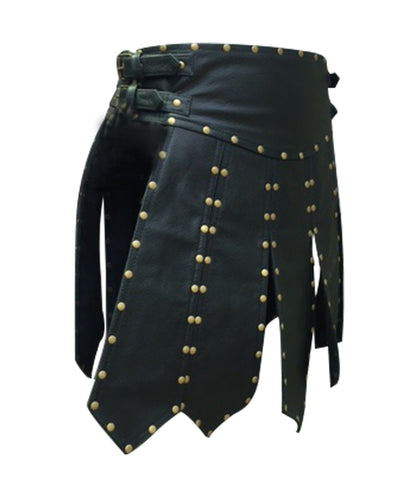 Mens Black Leather Kilt Roman Leather Kilt Tartan Kilt Mens Leather Gladiator Kilt LARP