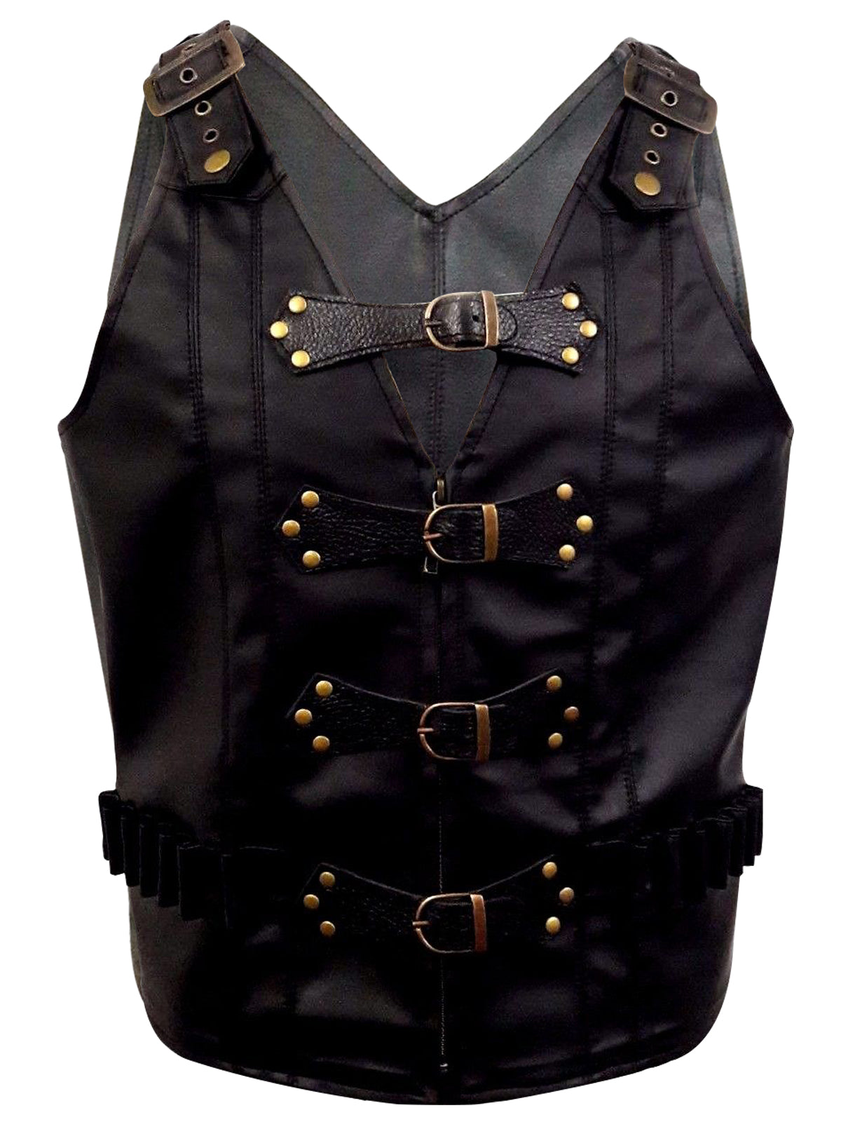 Mens Black Leather Vest Biker Motorbike Vest / Waistcoat Motorcycle Vest - Ornate Impact