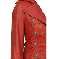 Red Ladies Leather Jacket Trench Coat Steampunk Long Gothic Coat Winter Leather Jacket Women