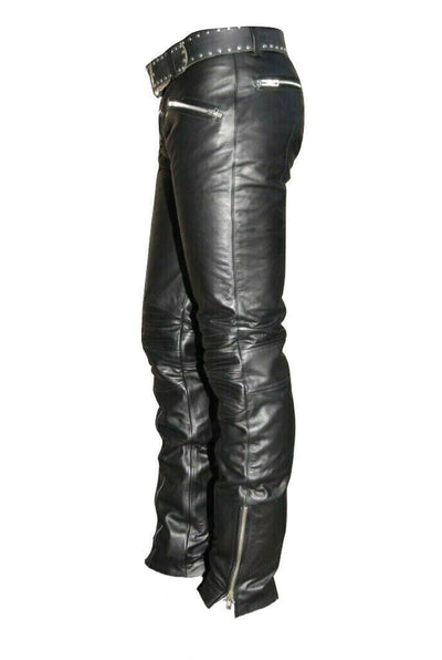 Mens Black Leather Pants Biker Motorcycle Pants Mens Leather Trousers Leather Jeans Men