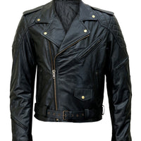 Mens Black Natural Cow Leather Biker Motorcycle Jacket Coat - Ornate Impact