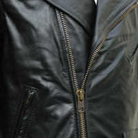 Mens Black Natural Cow Leather Biker Motorcycle Jacket Coat - Ornate Impact