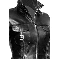 Women Leather Coat Black Steampunk Gothic Trench Coat Winter Leather Jacket Women