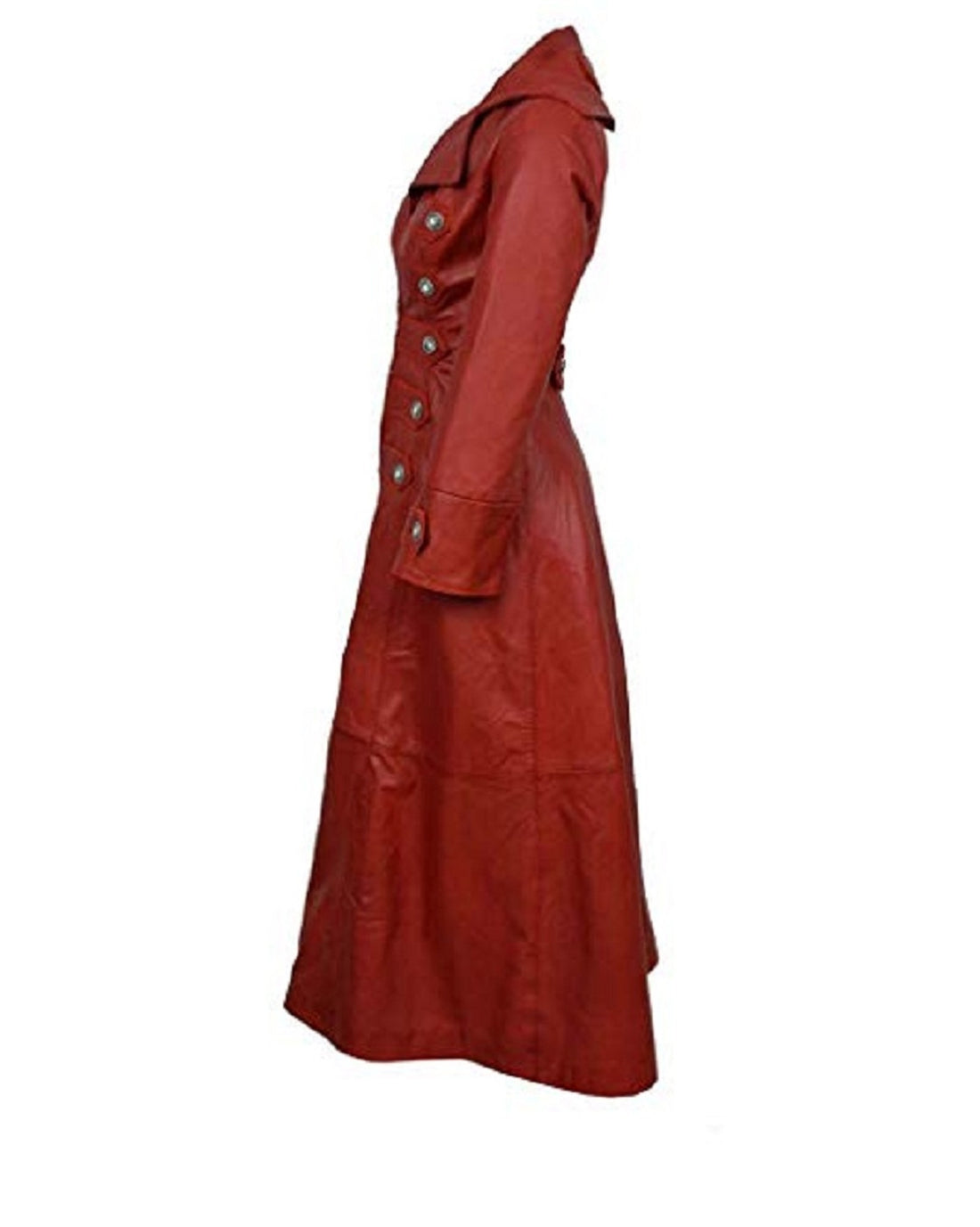 Red Ladies Leather Jacket Trench Coat Steampunk Long Gothic Coat Winter Leather Jacket Women