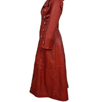 Red Ladies Leather Jacket Trench Coat Steampunk Long Gothic Coat Winter Leather Jacket Women