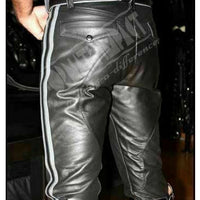 Mens Black Leather Pant Biker Motorcycle Pants Trousers Leather Jeans - Ornate Impact