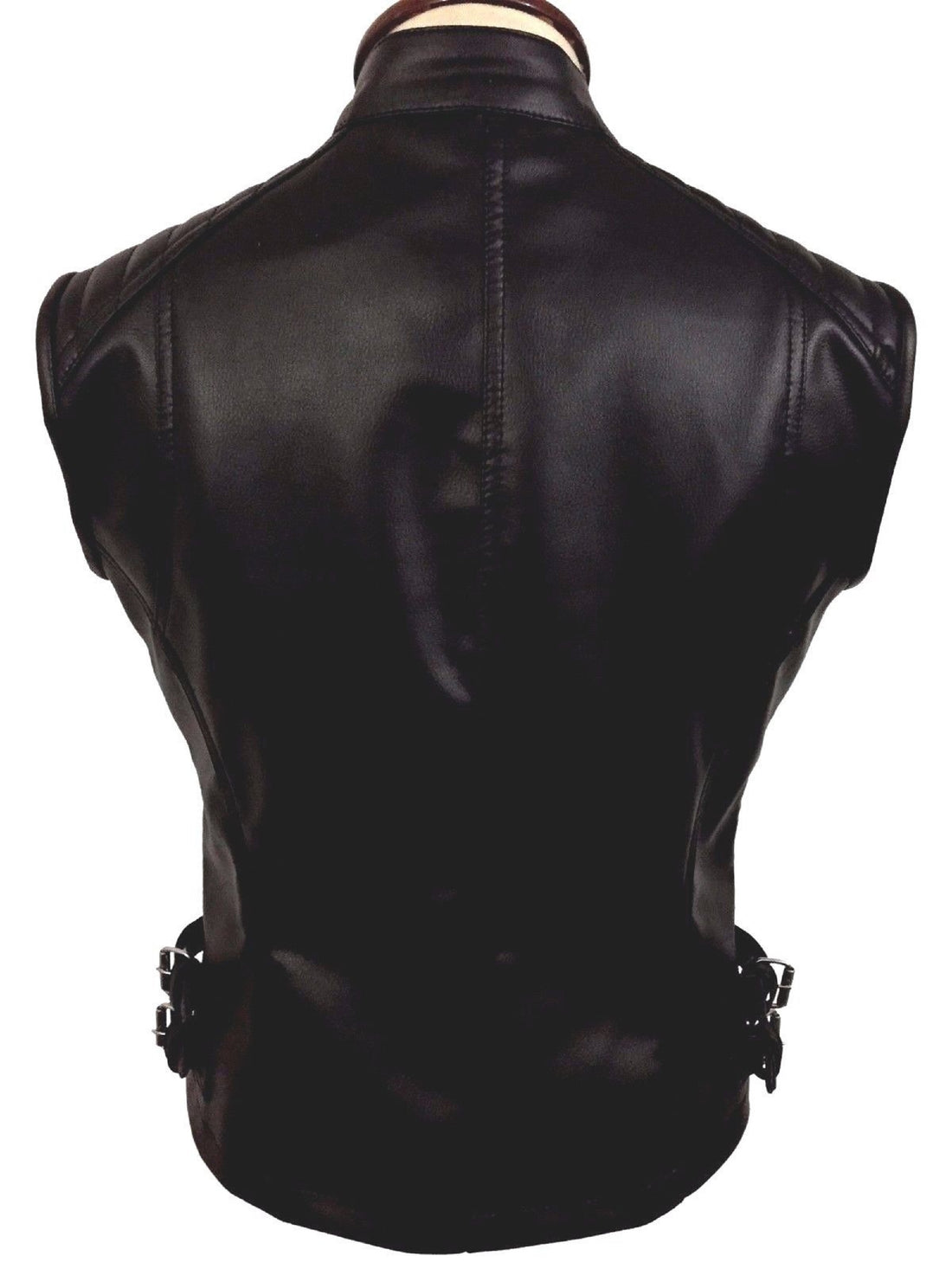 Black Leather Vest Womens Motorcycle Motorbike Vest / Waistcoat Biker Vest