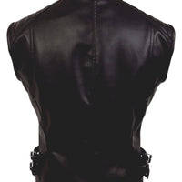 Black Leather Vest Womens Motorcycle Motorbike Vest / Waistcoat Biker Vest