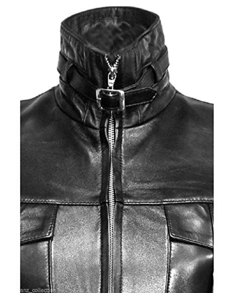 Women Leather Coat Black Steampunk Gothic Trench Coat Winter Leather Jacket Women