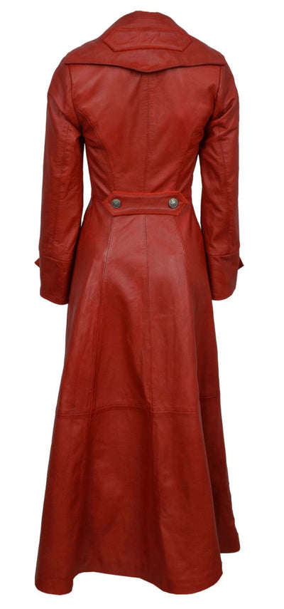 Red Ladies Leather Jacket Trench Coat Steampunk Long Gothic Coat Winter Leather Jacket Women