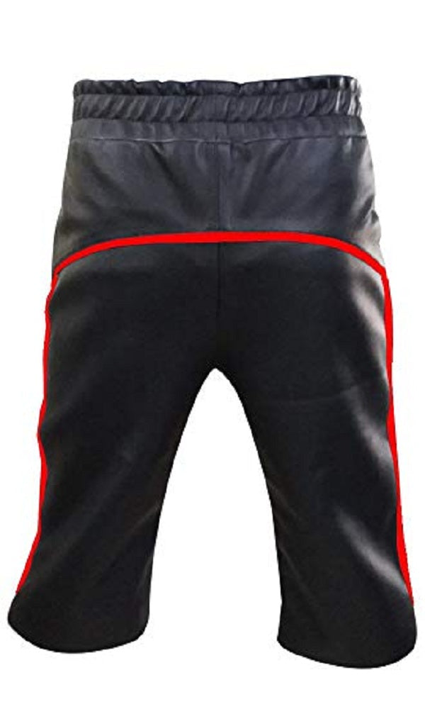 Mens Black Leather Shorts Summer Training Shorts BLUF - Ornate Impact