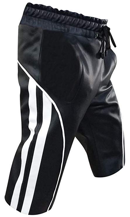 Mens Black Leather Shorts Summer Training Shorts BLUF - Ornate Impact