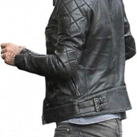 David Beckham Jacket Pure Black Leather Jacket Biker Motorcycle Motorbike Jacket - Ornate Impact