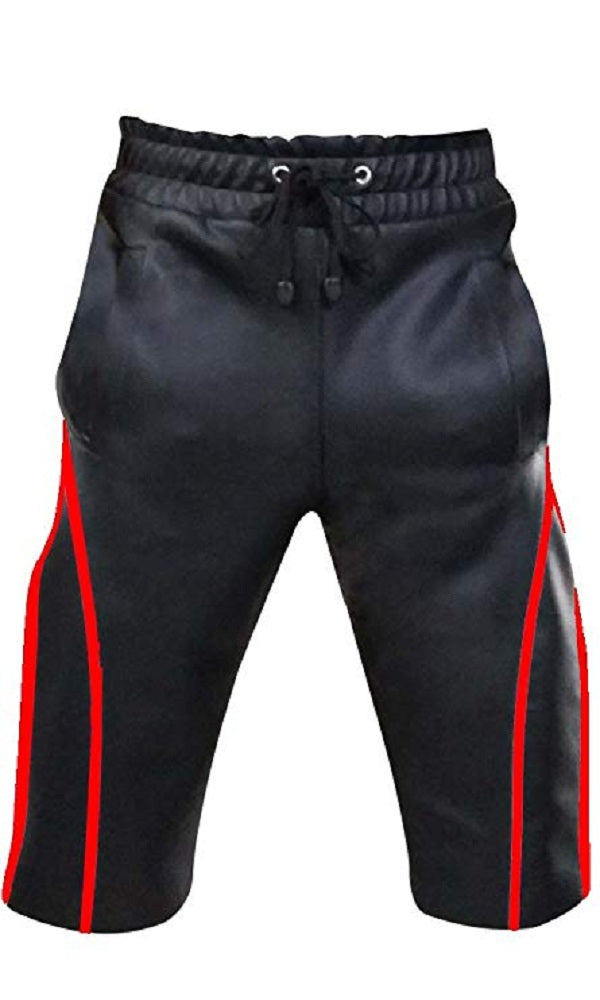 Mens Black Leather Shorts Summer Training Shorts BLUF - Ornate Impact