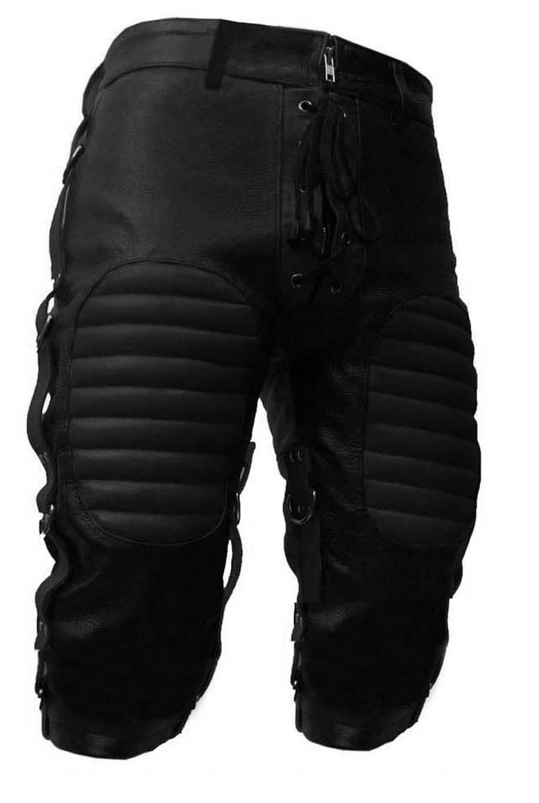 Mens Black Red Blue White Leather Shorts Summer Quilted Shorts Puffer Shorts BLUF - Ornate Impact