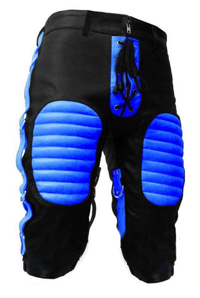 Mens Black Red Blue White Leather Shorts Summer Quilted Shorts Puffer Shorts BLUF - Ornate Impact