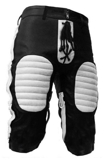 Mens Black Red Blue White Leather Shorts Summer Quilted Shorts Puffer Shorts BLUF - Ornate Impact