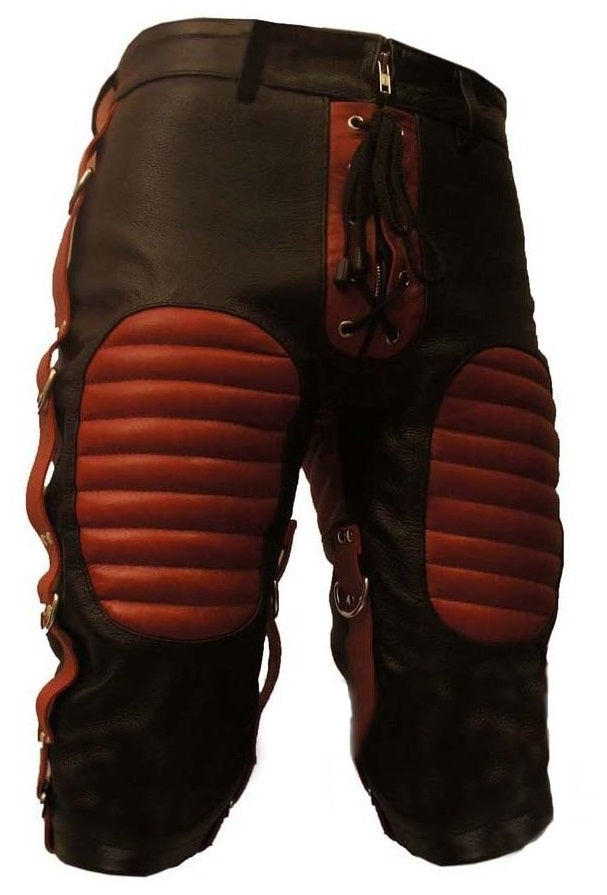 Mens Black Red Blue White Leather Shorts Summer Quilted Shorts Puffer Shorts BLUF - Ornate Impact