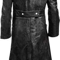 Mens Real Black Leather Coat Steampunk Trench Gothic Coat Double Breasted Leather Coats for Men Mens Leather Jackets