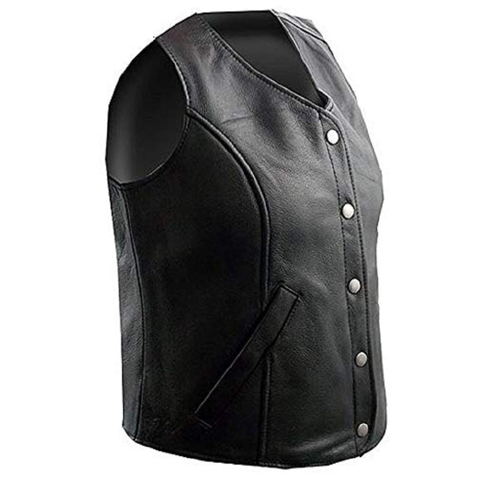 Black Leather Vest Womens Motorcycle Vest Motorbike Vest Biker Vest