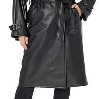 Black Leather Jacket Women Trench Coat Steampunk Gothic Coat Winter Biker Coat