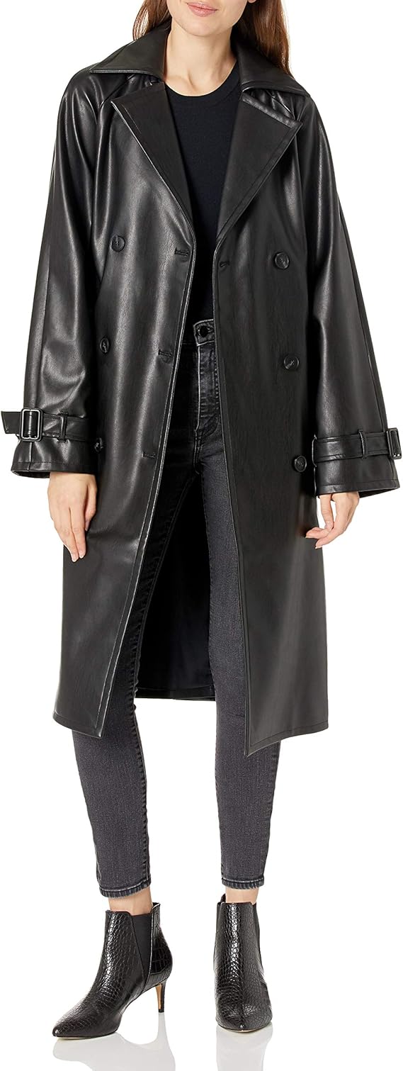 Black Leather Jacket Women Trench Coat Steampunk Gothic Coat Winter Biker Coat