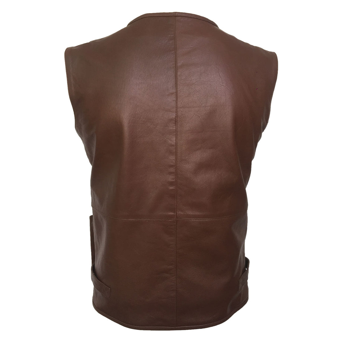 Mens Brown Leather Vest Cargo Pocket Vest Motorcycle Trench Gothic Terminator Vest Waistcoat - Ornate Impact