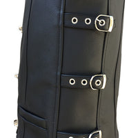 Mens Black Leather Vest Biker Motorbike Vest / Waistcoat Motorcycle Vest - Ornate Impact