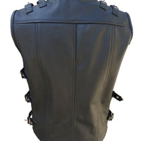 Mens Black Leather Vest Biker Motorbike Vest / Waistcoat Motorcycle Vest - Ornate Impact