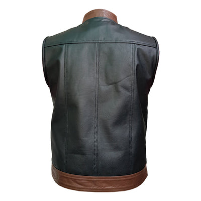 Mens Black Leather Vest Biker Motorbike Vest Motorcycle Vest Waistcoat - Ornate Impact