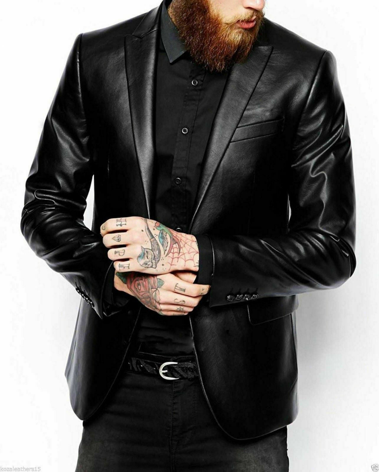 Mens Real Leather Coat Black Leather Coats for Men Male Leather Jacket Blazer