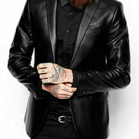 Mens Real Leather Coat Black Leather Coats for Men Male Leather Jacket Blazer