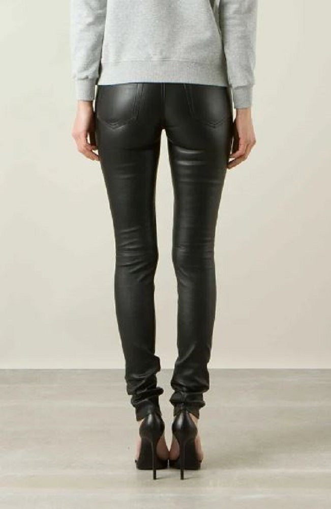 Women Leather Pants Slim Fit Leather Ladies Trousers Female Leather Pants