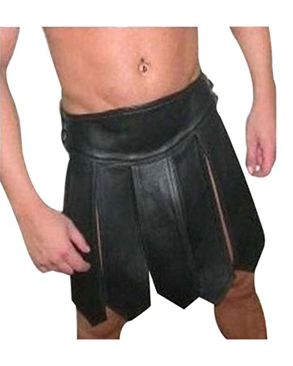 Mens Black Leather Kilt Roman Leather Kilt Tartan Kilt Mens Leather Gladiator Kilt LARP