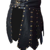 Mens Black Leather Kilt Roman Leather Kilt Tartan Kilt Mens Leather Gladiator Kilt LARP