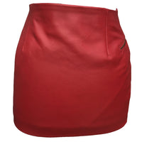 Women Red Leather Skirt Victorian Leather Mini Skirt nude leather Shorts