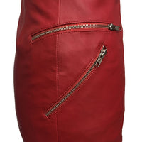 Women Red Leather Skirt Victorian Leather Mini Skirt nude leather Shorts