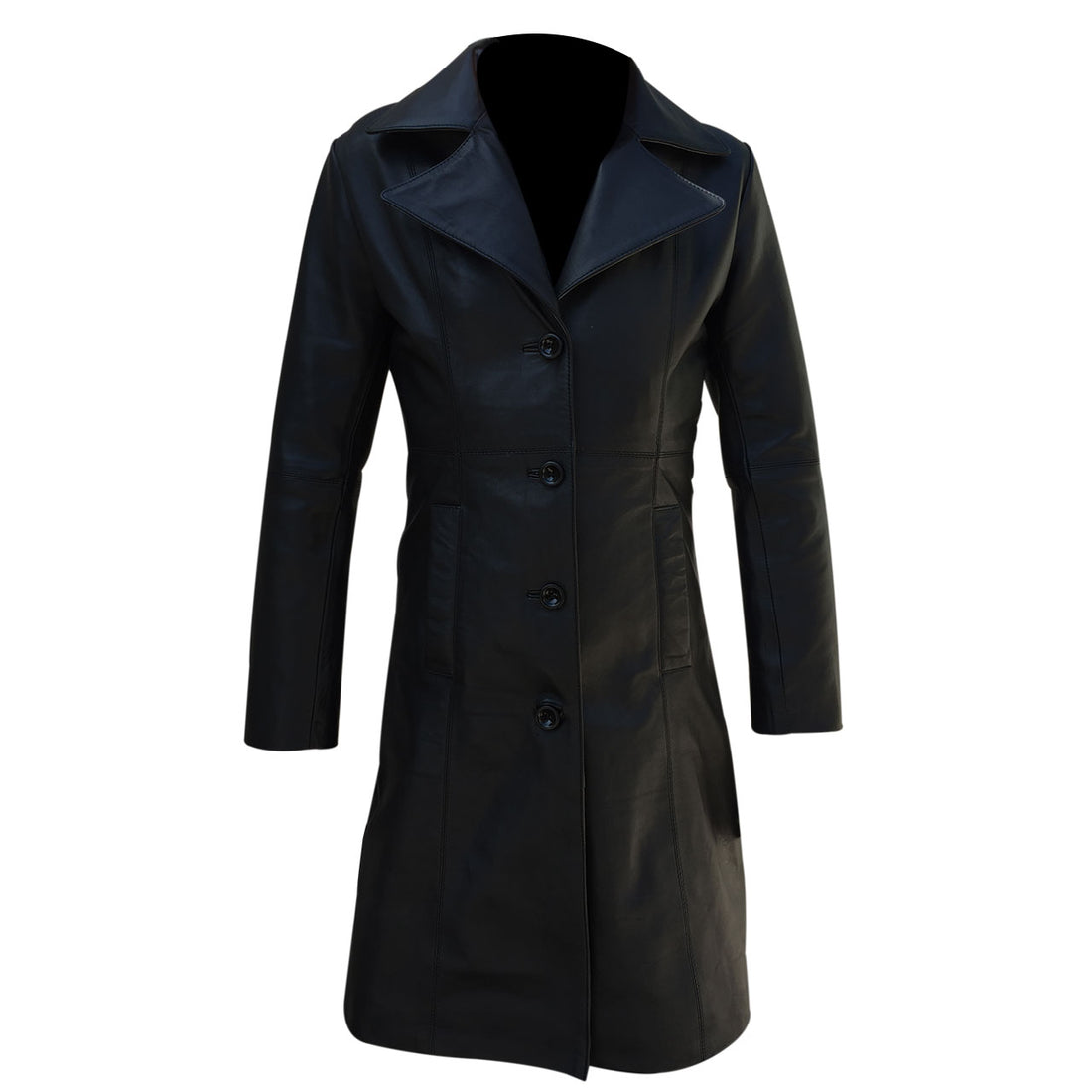 Black Leather Jacket Women Trench Coat Steampunk Gothic Coat Winter Biker Coat