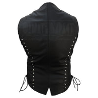 Black Leather Motorcycle Vest Motorcycle Motorbike Vest Laced Black Leather Vest