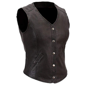 Black Leather Vest Womens Motorcycle Vest Motorbike Vest Biker Vest