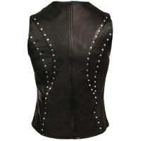 Black Leather Vest Womens Motorcycle Vest Motorbike Vest Studded Waistcoat