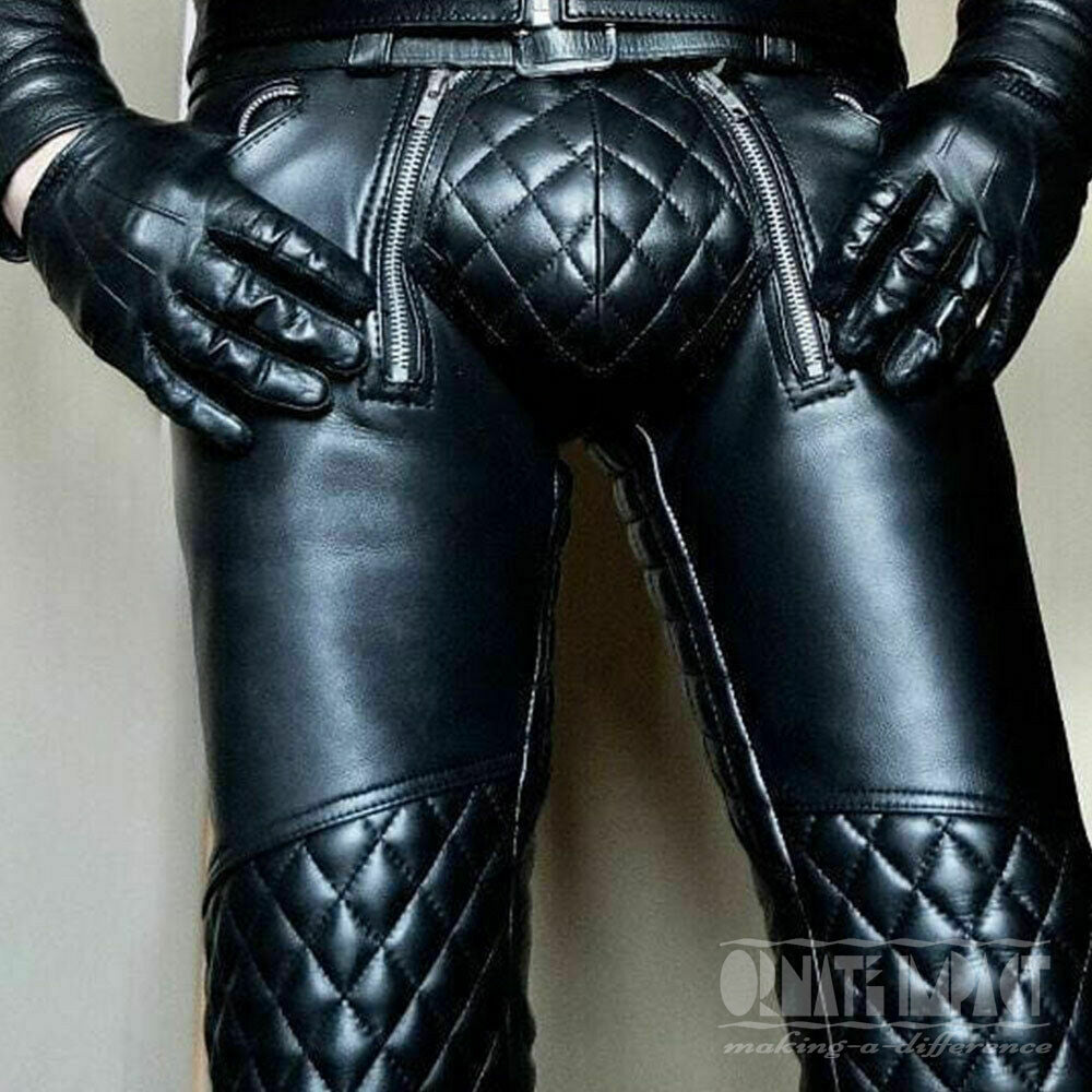 Mens Black Leather Pants Leather Stacked Pants Mens Leather Trousers Leather Jeans Men