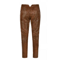 Mens Brown Leather Pant Jim Morrison Style Motorbike Motorcycle Pants Trousers - Ornate Impact