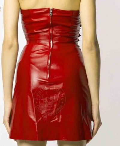 Red Leather Jacket Dress Sleeveless Jacket Over Bust Corset Ladies Leather Jacket