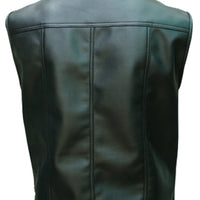 Mens Black Leather Vest Biker Motorbike Vest / Waistcoat Motorcycle Vest - Ornate Impact