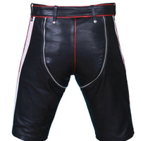 Men Leather Shorts Leather Shorts with Zipper White Leather Shorts for Men BLUF GAY