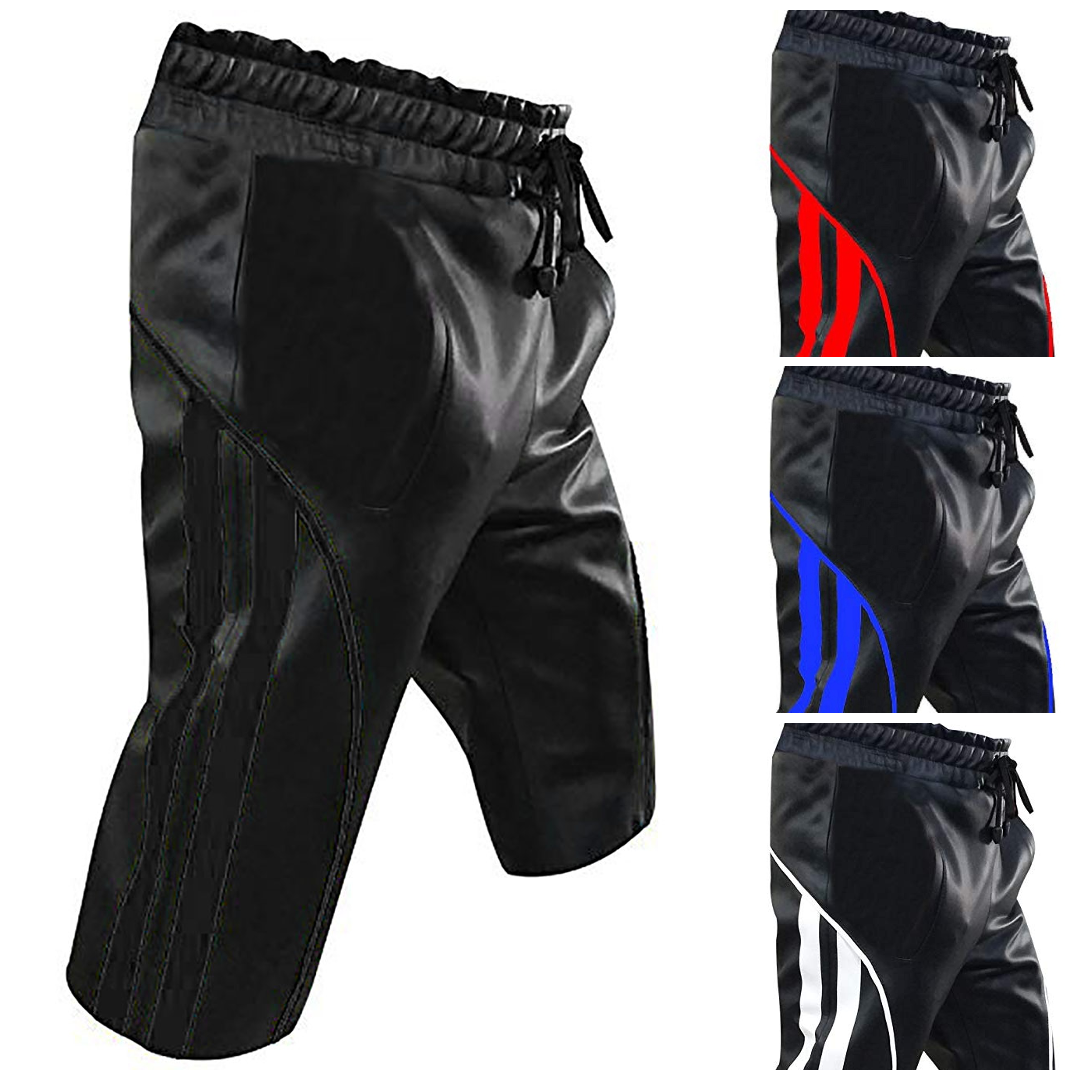 Mens Black Leather Shorts Summer Training Shorts BLUF - Ornate Impact